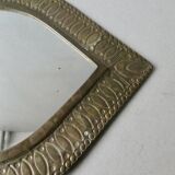 Moroccan mirror in chiseled metal, eye shape, 70s-80s