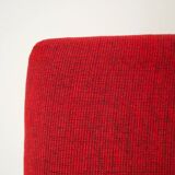 Day Bed sofa in skai, red mottled fabric and black metal 1950