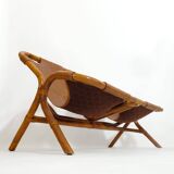 Rohe Noordwolde, banquette en bambou et cuir, 1970s.