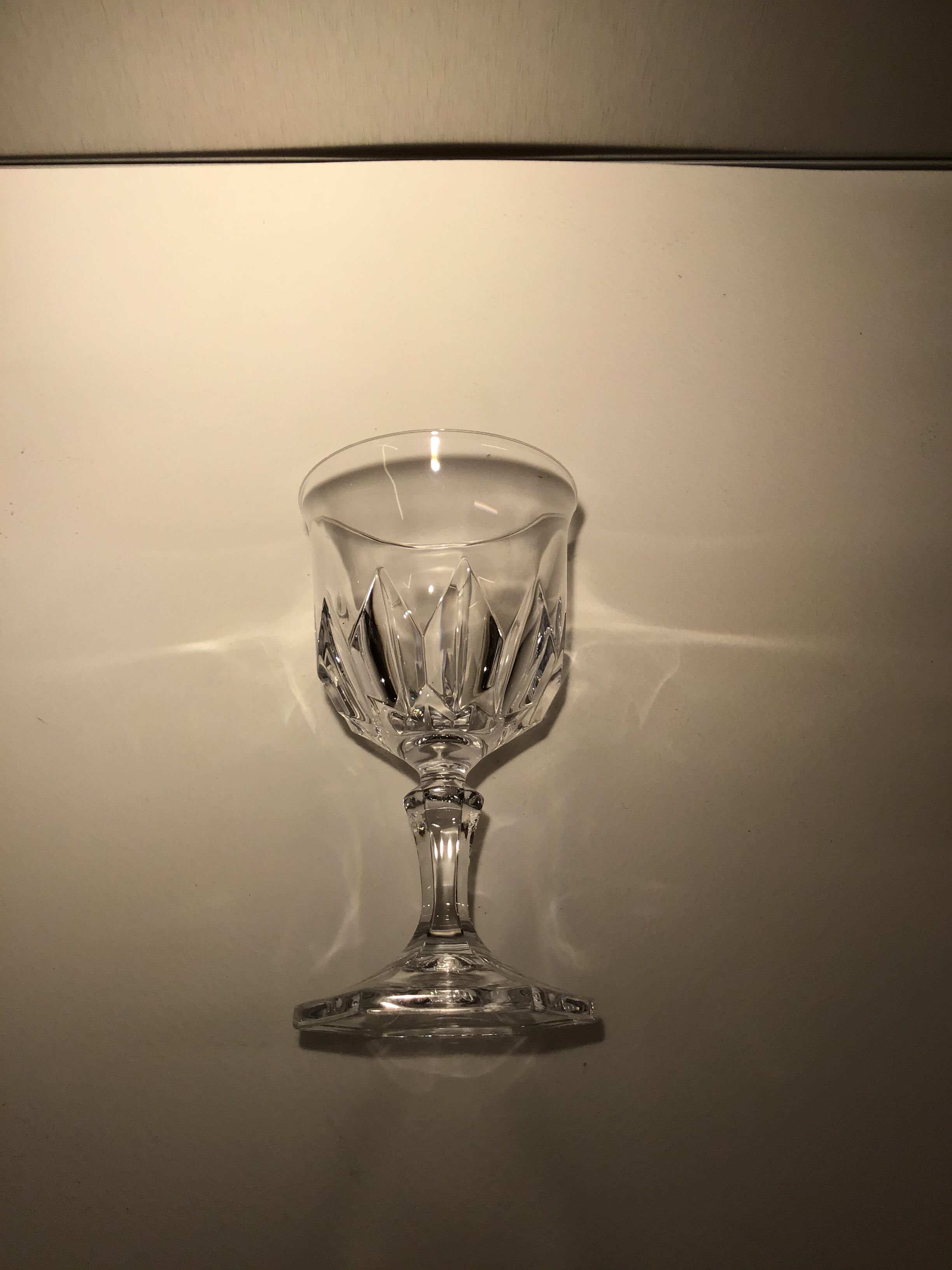 Lot of 6 crystal digestive glasses cut to octagonal feet early 20th century