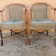 Pair of armchairs and rattan gueridon 1900s