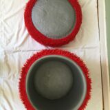 Vintage red fur pouf