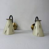 Pair of vintage glass wall lights 1950