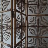 Peacock screen in rattan and bamboo