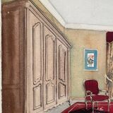 Tableau art décoratif architecture d'intérieur années 30-50