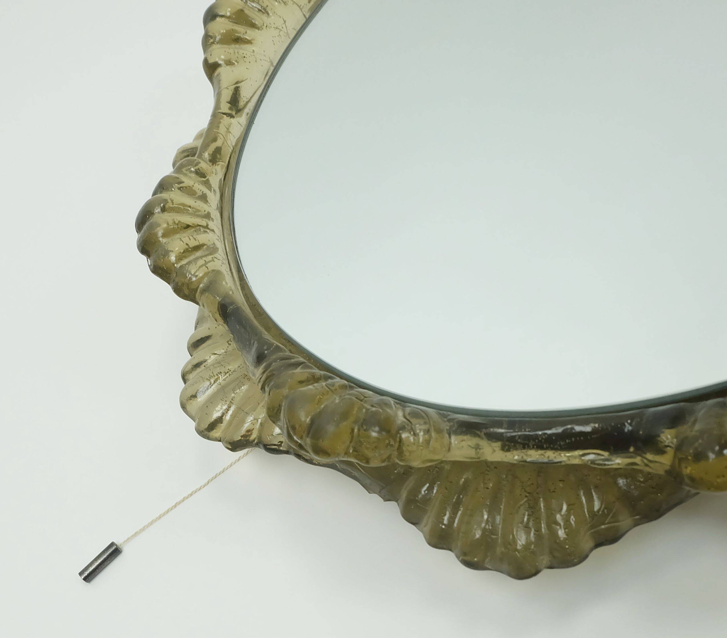 large back lit wall MIRROR acrylic frame ice glass decor 1960s 1970s