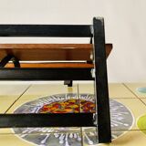 Vintage wall-mounted coat rack in wood and black metal