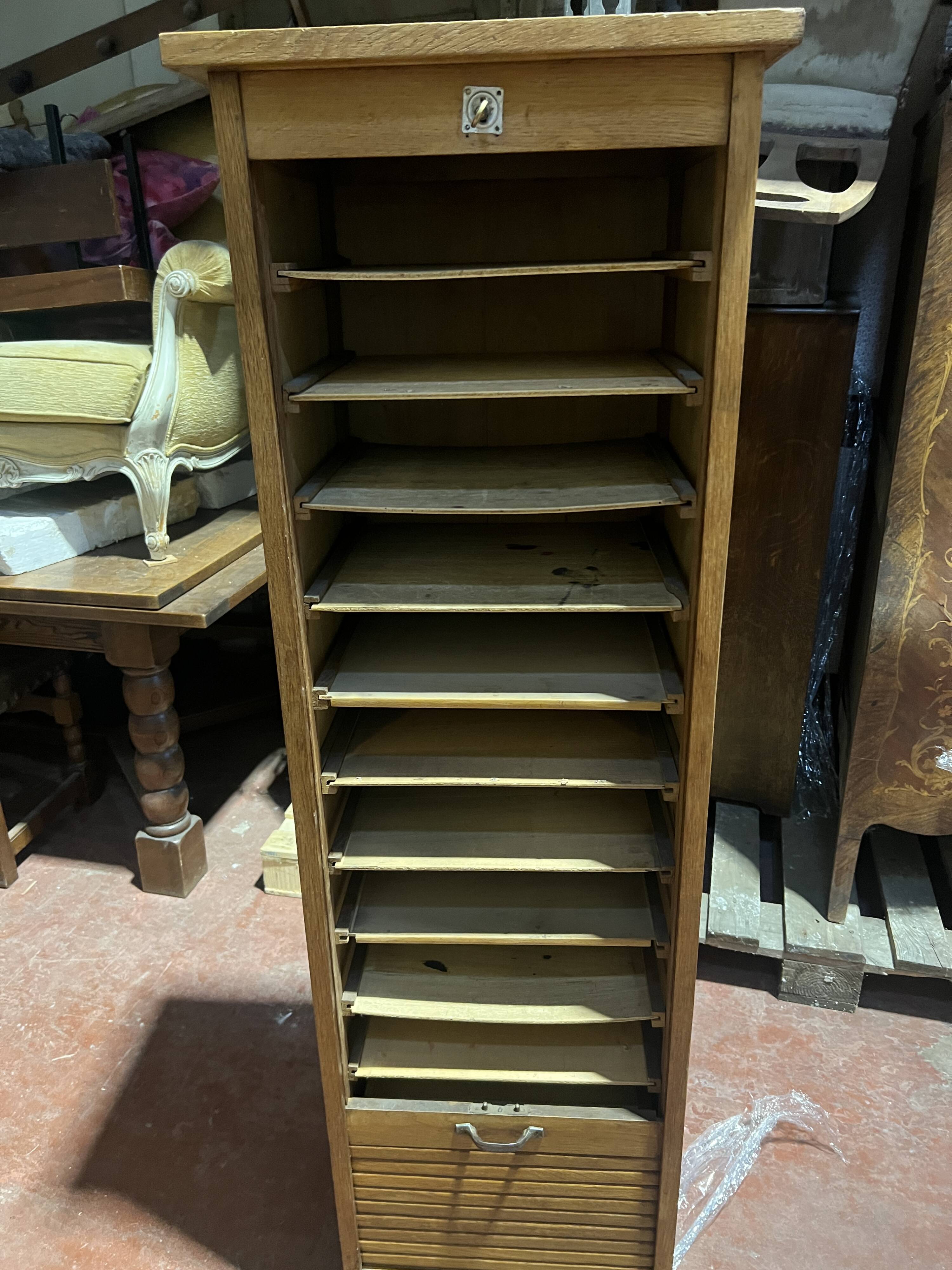 Oak curtain cabinet 20th century office furniture