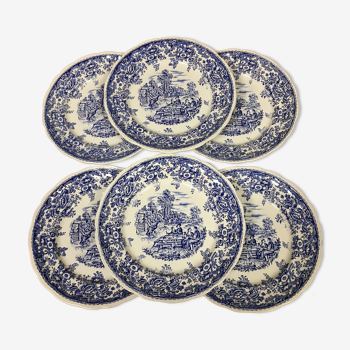 6 flat plates Luneville KG blue
