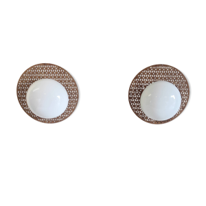 Appliques en bois et - globe opaline