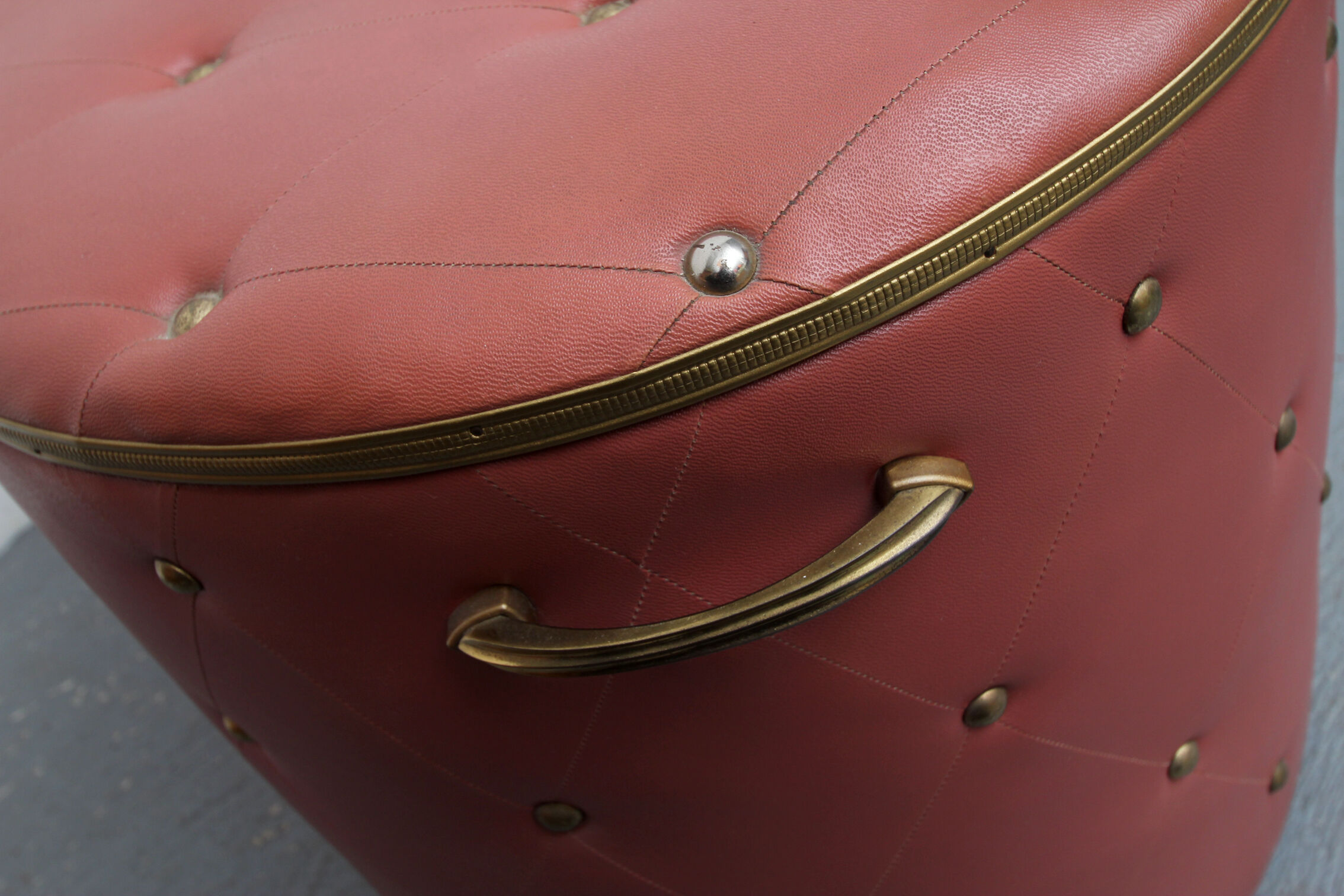1950s linen chest in dark pink