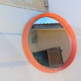 Vintage round plastic orange mirror
