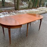 Round extendable dining table in Louis XVI style, 100cm with 2 extensions.
