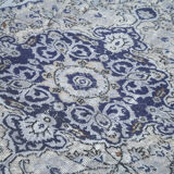Handmade carved anatolian 1970s 191 cm x 276 cm blue rug