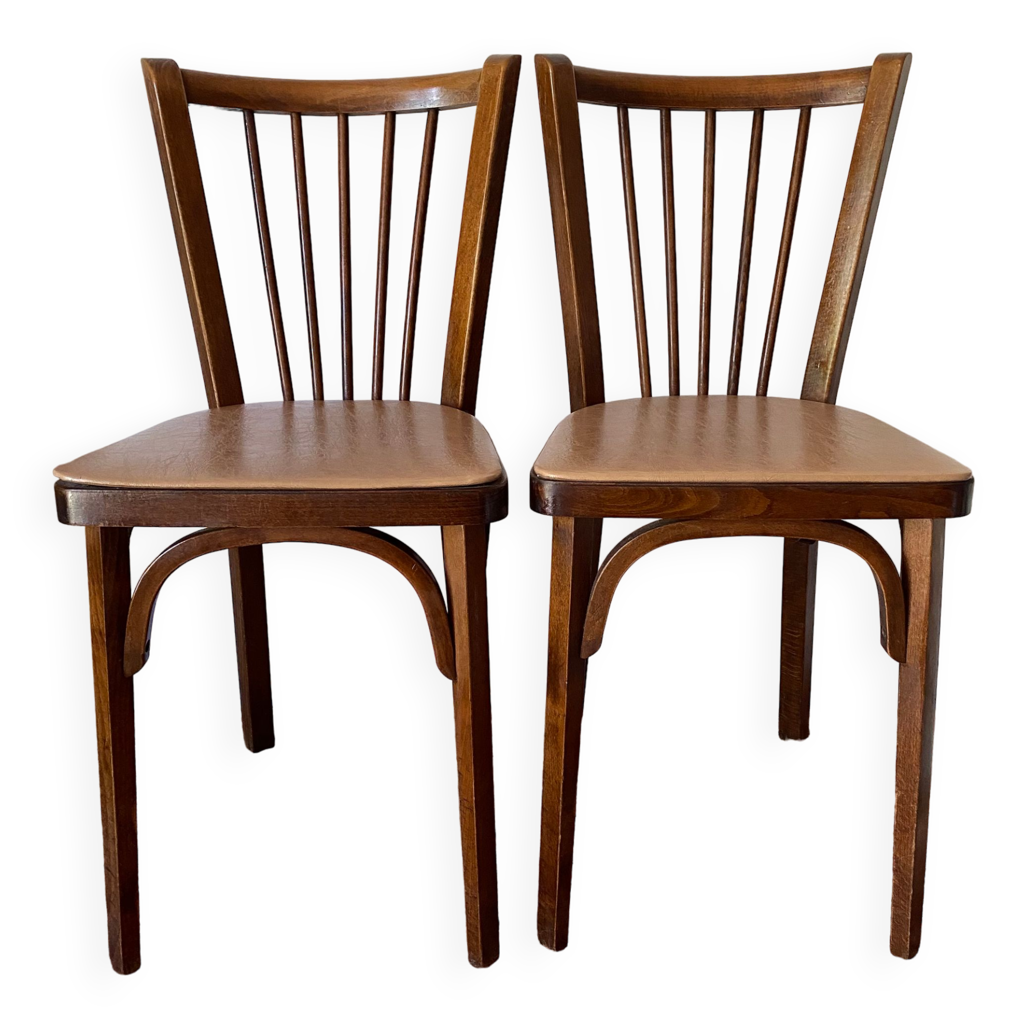 Baumann bistro chairs in wood and skaï