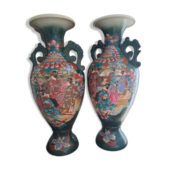 Pair of Satsuma vases 62 cm high