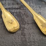 Set of 8 golden dessert spoons by Christofle, model "with fillet"