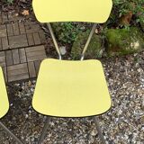 Chaises Formica jaune  pieds compas 1950