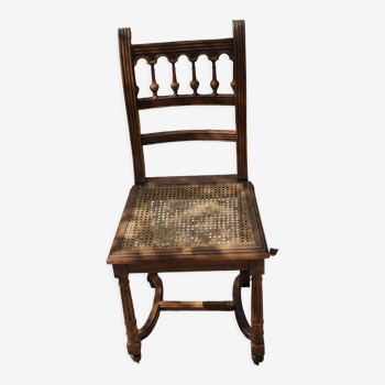 Antique wooden chair Henri II seated in canning