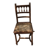 Chaise ancienne en bois Henri II assise en cannage
