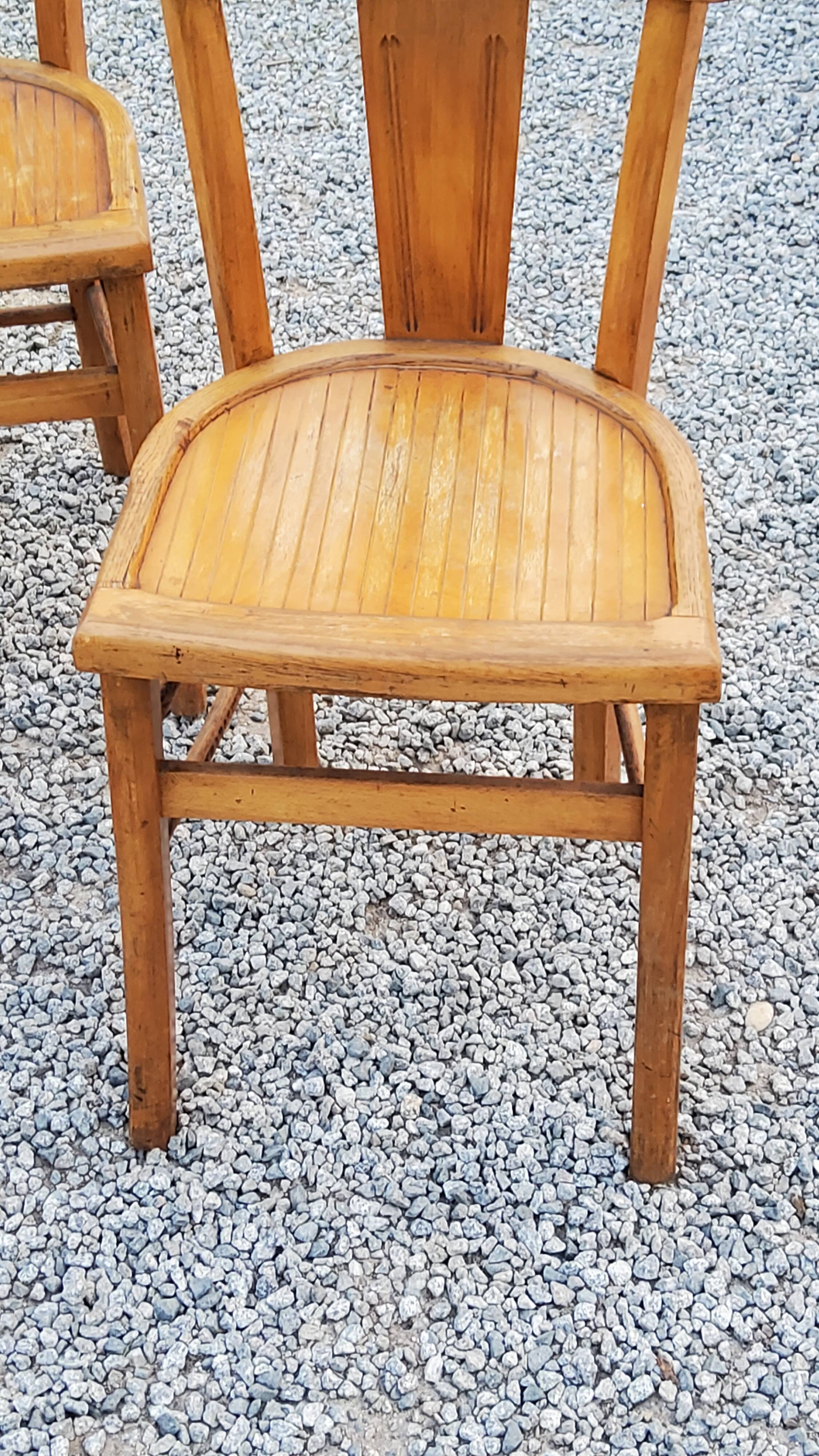 Set of 4 bistro chairs in beech and blond oak from the 50s