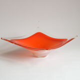 Vide poche en verre de Murano carré orange, Italie années 1970.