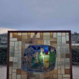 Large signed stained glass window