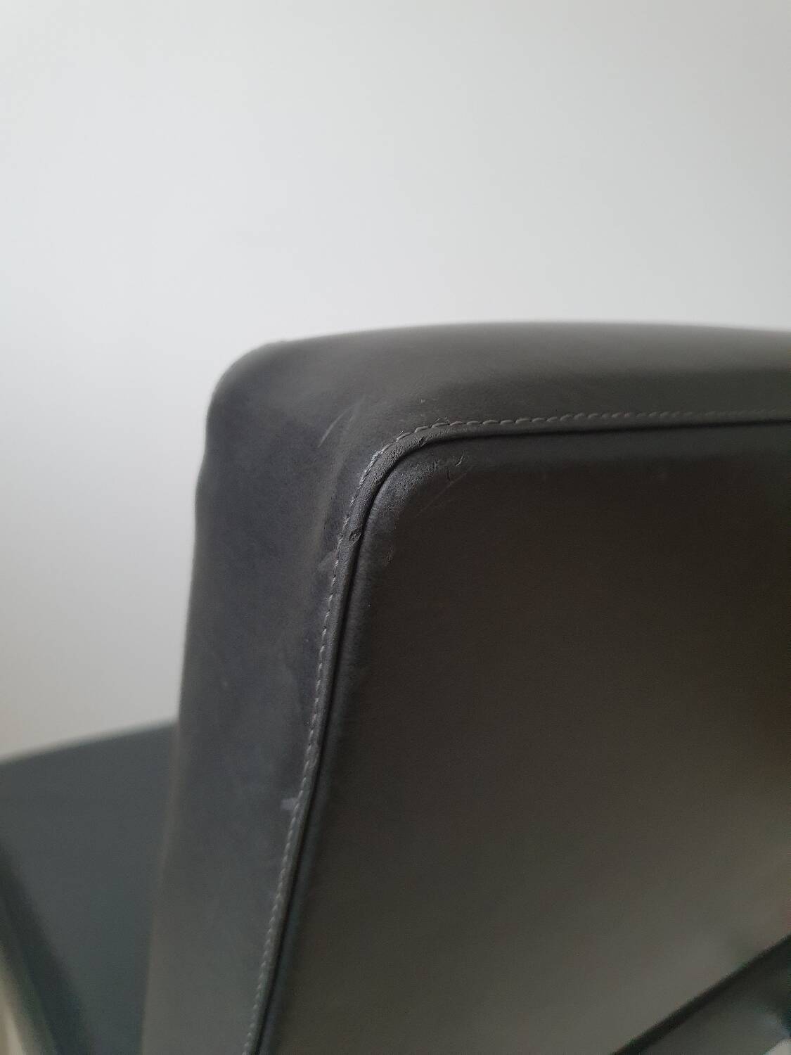 Chrome metal and imitation leather armchair from the 50s