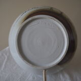 Enamelled ceramic ball lamp signed bossis and fabric lampshade