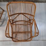 Pair of vintage bamboo armchairs