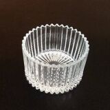 1960s pot with lid (fleur de sel..) ribbed transparent glass