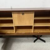 Scandinavian enfilade in veneered wood with iron legs, 20th century.