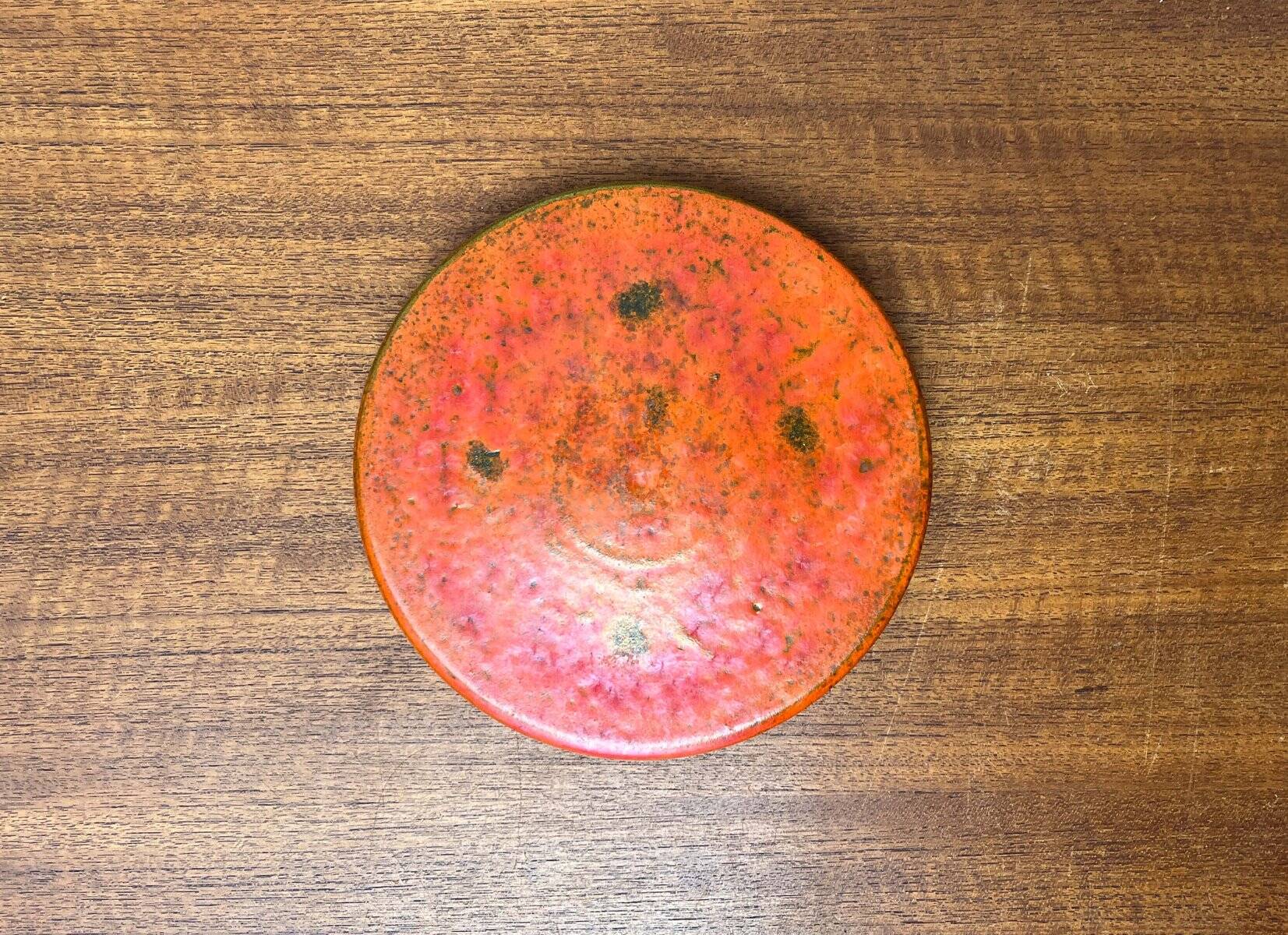 Mid-century modern Danish studio pottery, orange wall coat rack by Signe Boesen Northroup, 1960s.