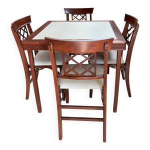 Card table + 4 wooden - chairs
