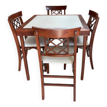 Card table + 4 wooden chairs Solid Kumfort, Louis Rastetter Sons Co