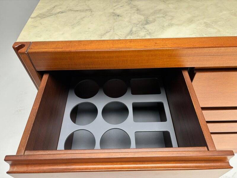 Italian Dry Bar attributed to Angelo Mangiarotti for Molteni in Wood and Marble, 1960s