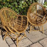 rattan and bamboo lounge set, Italy, 1960s, attributed to Franco Albini