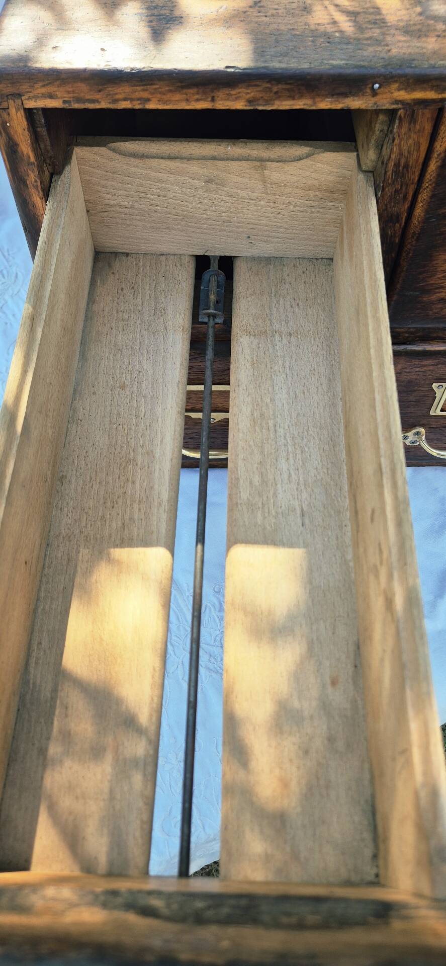 Workshop furniture made of oak and brass.