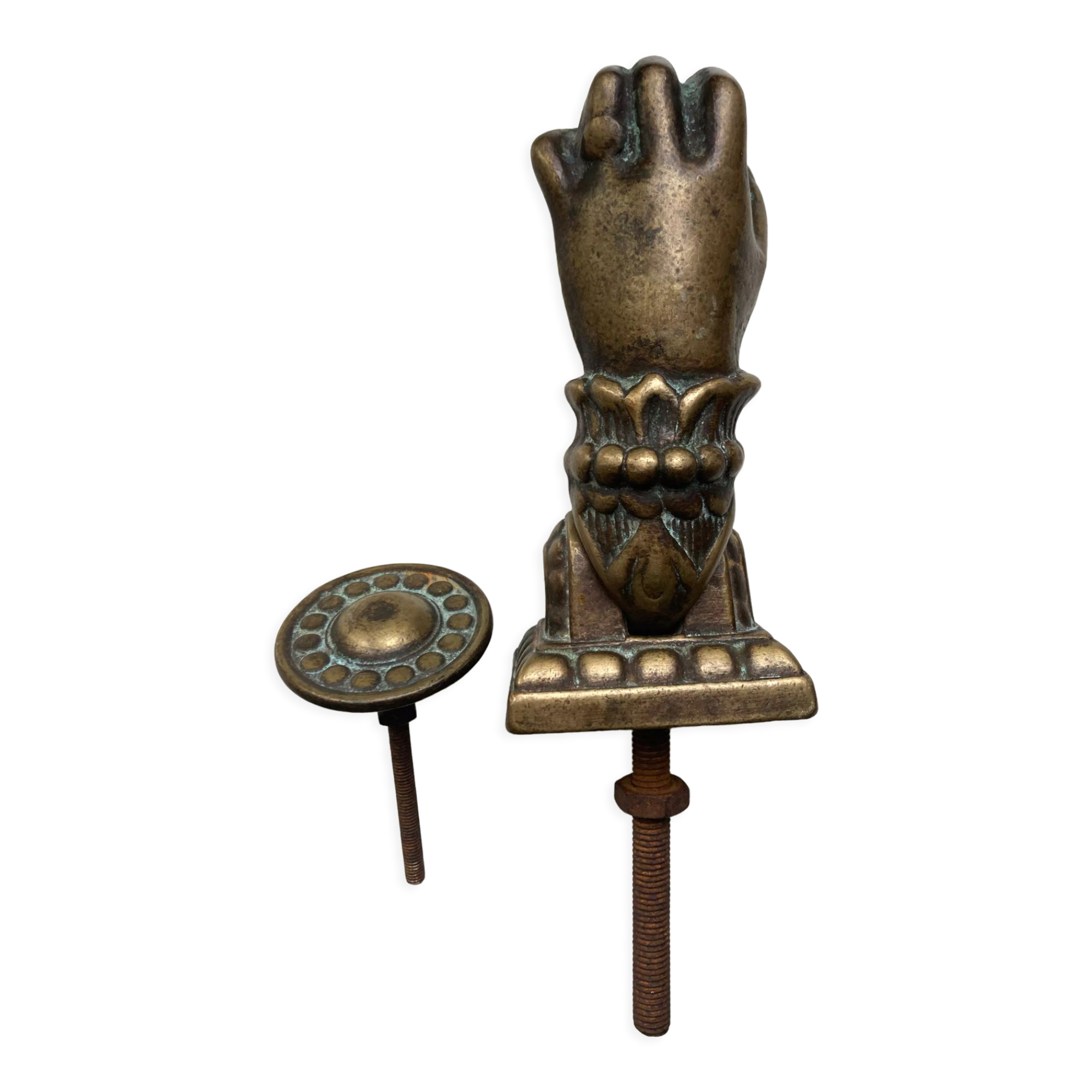 Antique bronze hand-shaped door knocker