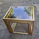 Vintage 1980s gold metal and smoked glass nesting tables