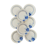 8 blue flower plates Badonviller Rosane