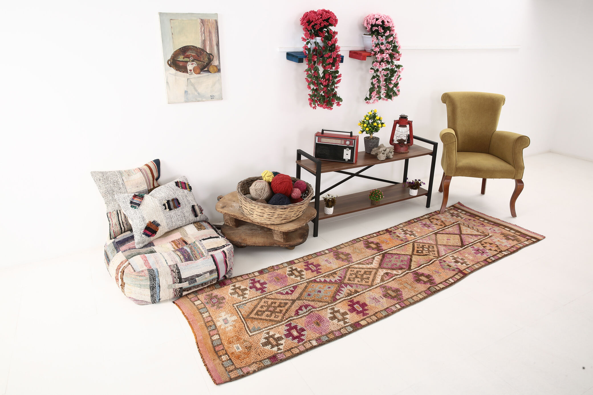 3x9 vintage runner rug, 81x267cm