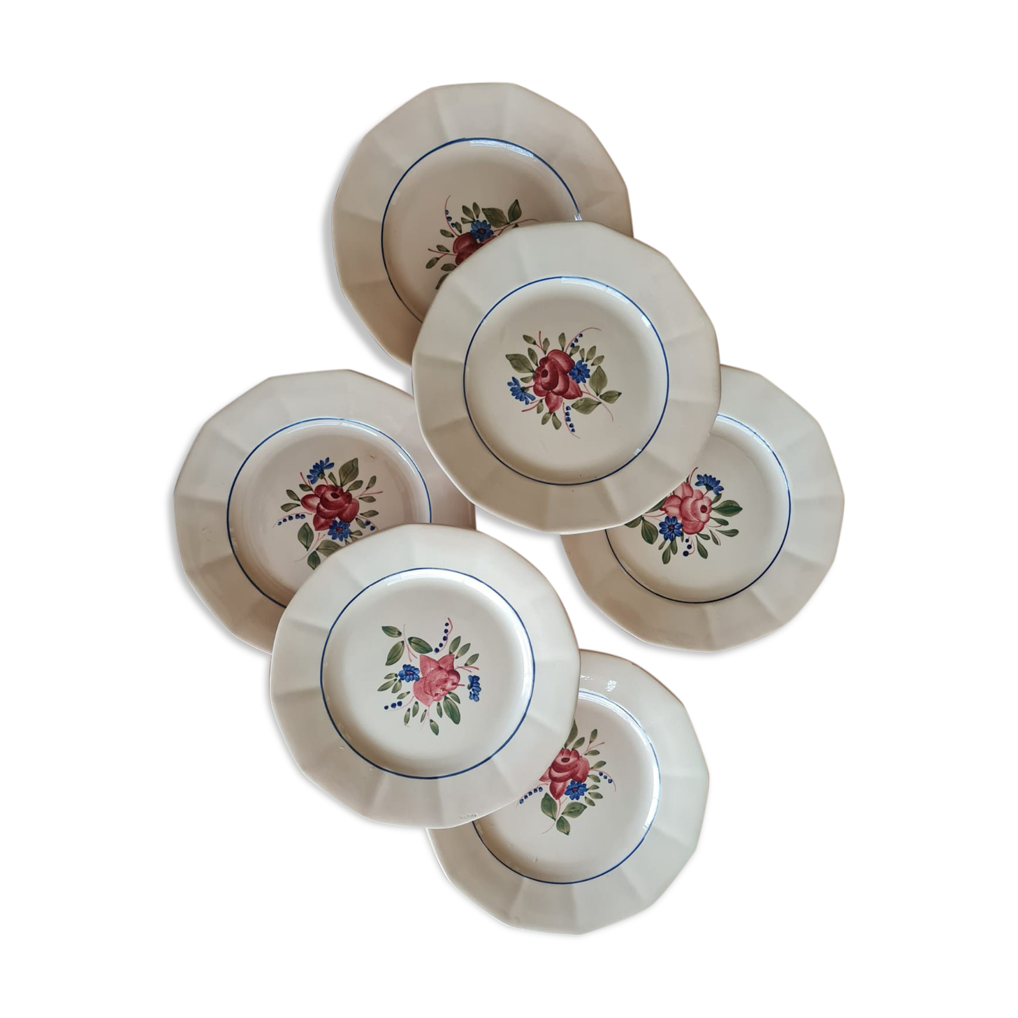 Set of 6 plates Plate Digoin Sarreguemines