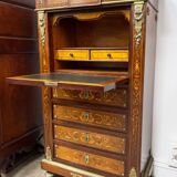 Writing desk in Napoleon III Marquetry white marble top