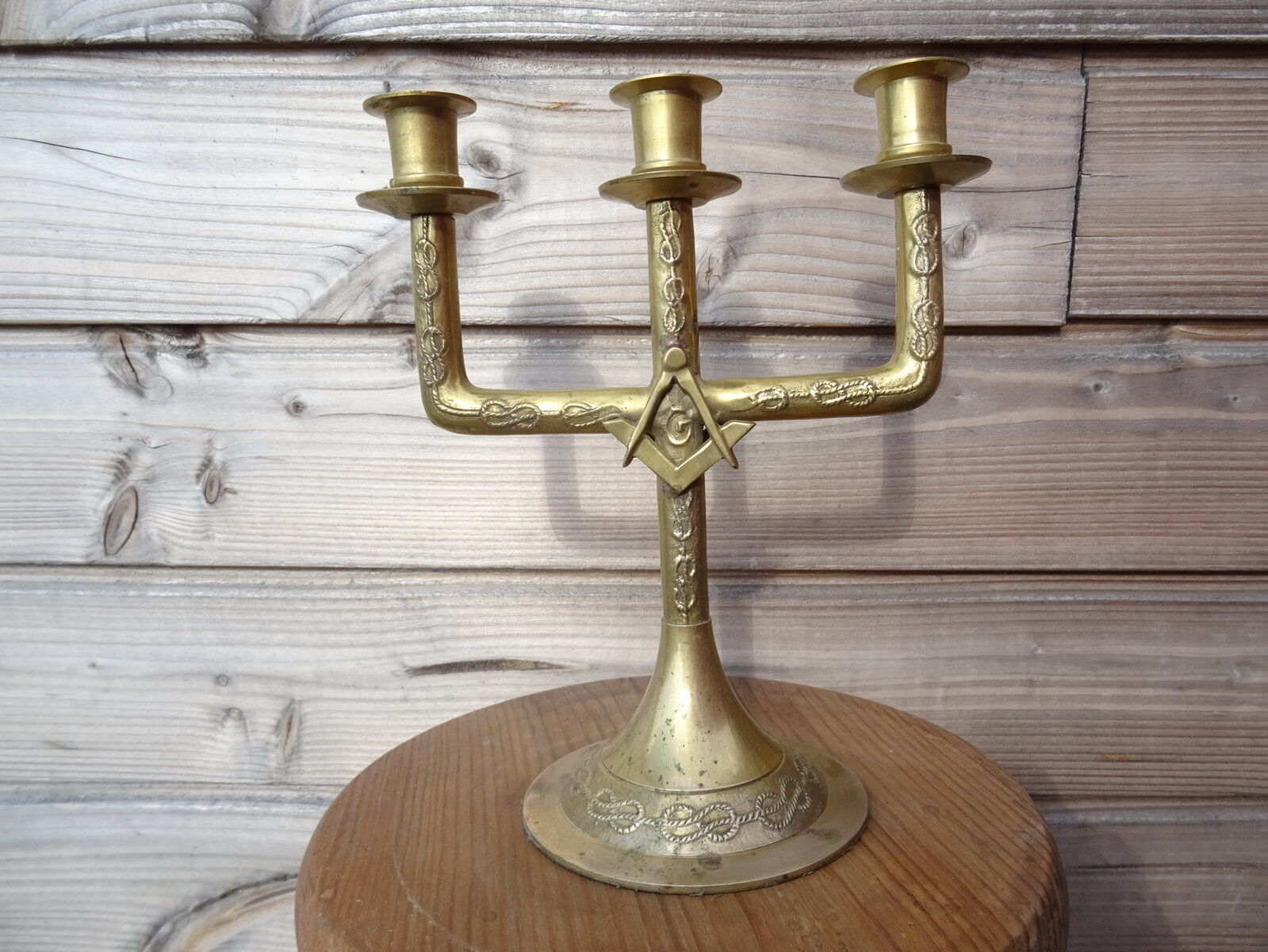 Masonic chandelier with 3 branches in bronze