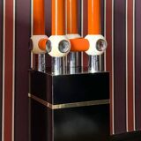 Lampe space age en métal chromé et orange, Italie 1970