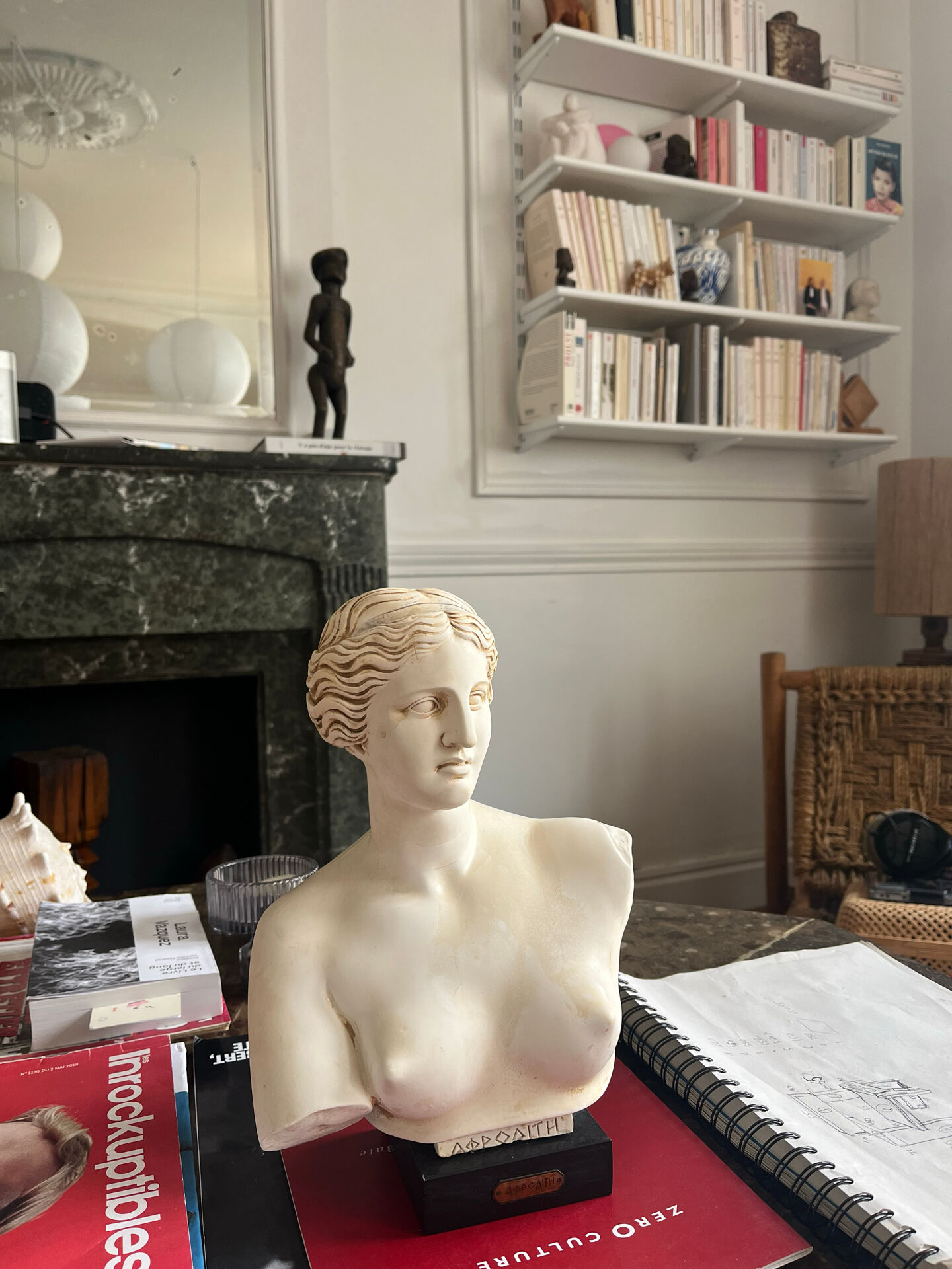 Antique bust in patinated plaster