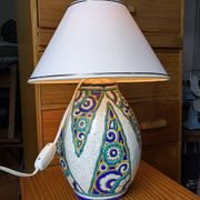 Charles Catteau vase lamp, Boch La Louvière, art deco ceramic