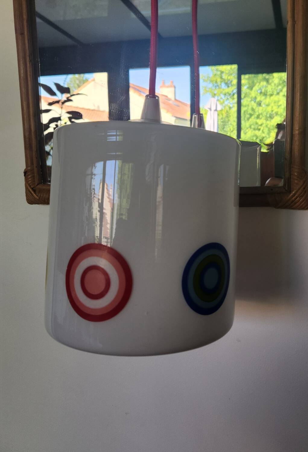 Vintage opaline glass pendant light