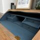 Restored antique drop-leaf secretary – natural wood & Night Blue